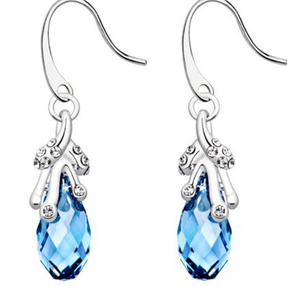 Stainless Steel Drop Earrings Topaz
